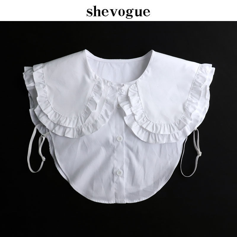 設計感荷葉邊娃娃領假領子女高級百搭減齡衣服領子假襯衫裝飾大領