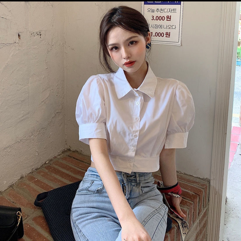 Shirts for women 2021 new summer style loose short-sleeved bottoming shirts for women with white short cardigan tops trendy