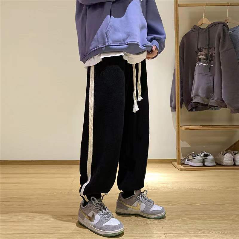  new men's trousers spring American style high street trousers design sense niche sports trousers loose feet trendy brand