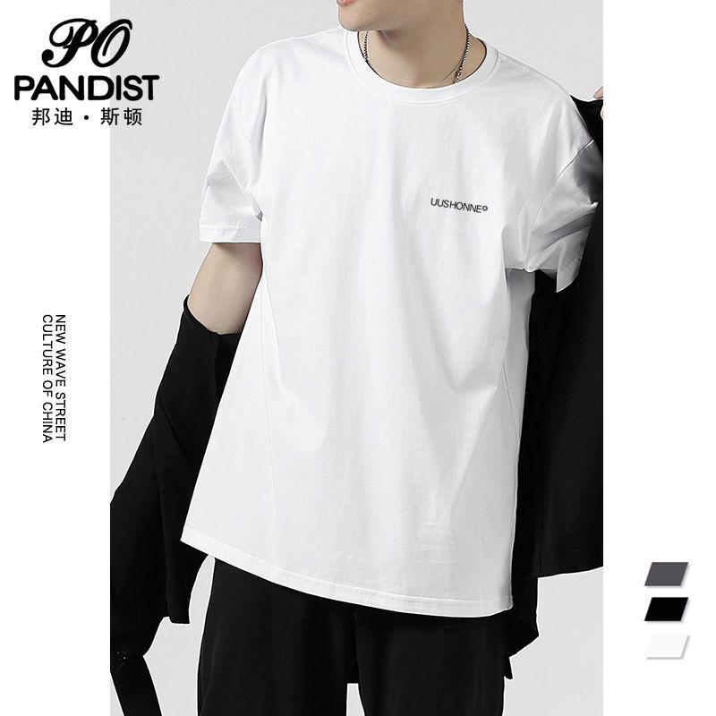 PANDIST港風短袖t恤男夏季潮男純棉半袖體恤休閒寬鬆上衣打底衣服