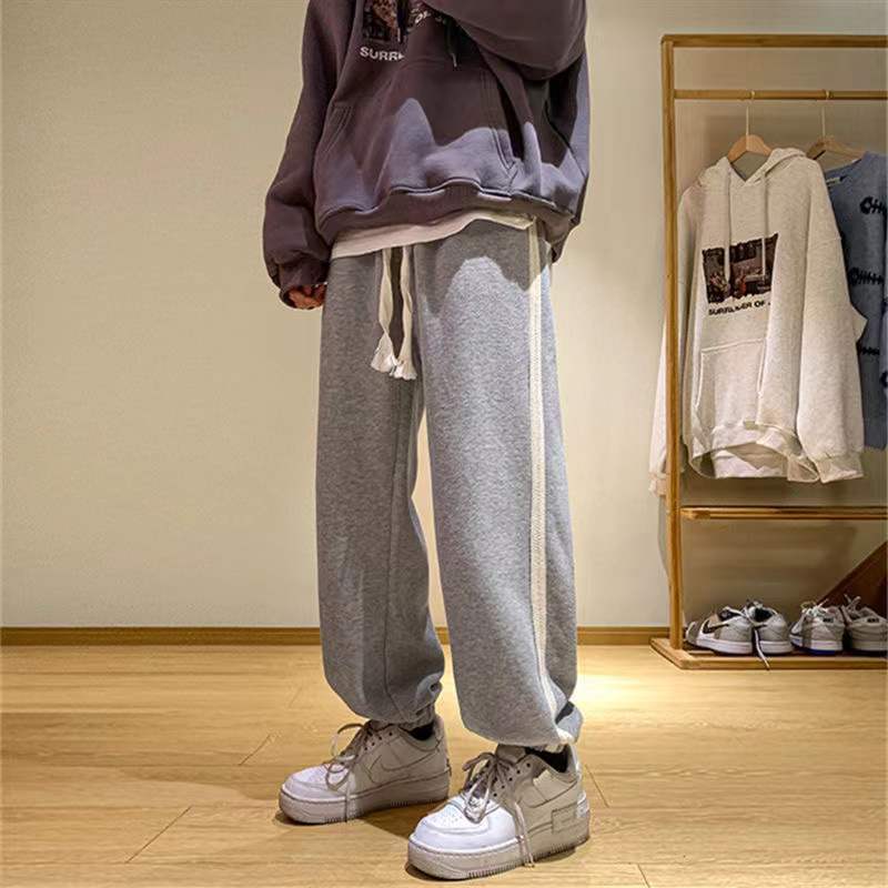  new men's trousers spring American style high street trousers design sense niche sports trousers loose feet trendy brand