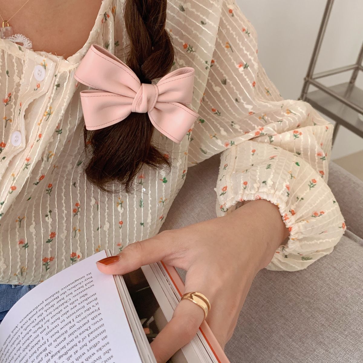甜美糖果色皮質蝴蝶結髮夾日韓少女頂夾發卡網紅髮飾