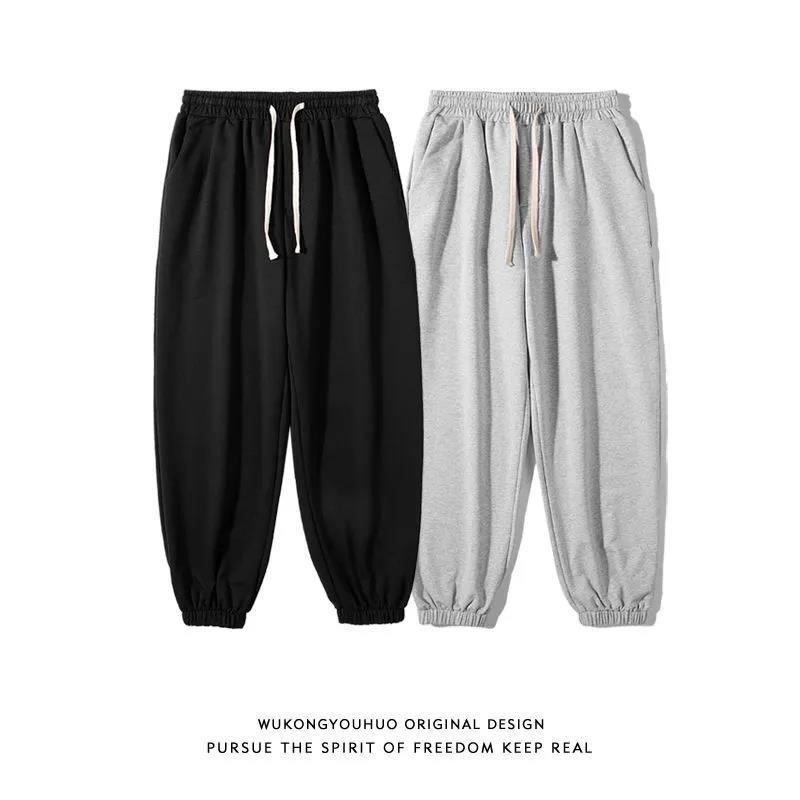 Summer pants for men ins trendy brand Hong Kong style large size loose leggings sweatpants trendy Korean style student casual pants for men