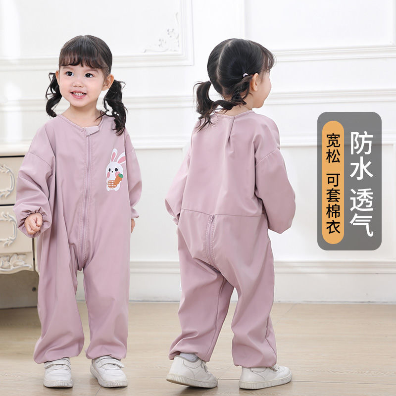 Baby eating coverall waterproof jumpsuit baby crawling clothing children's painting whole body anti-dirty crawling autumn and winter outerwear