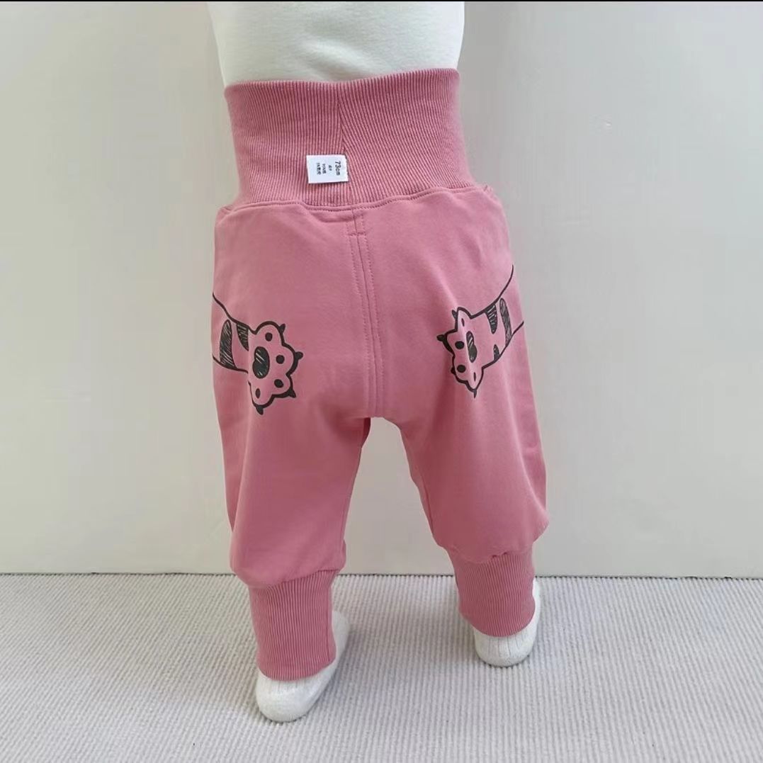 Baby pants spring and autumn wear high waist belly protecting baby big PP Pants 6 to 12 months old children's Harun pants spring and Autumn