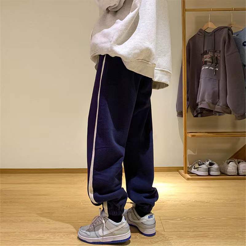  new men's trousers spring American style high street trousers design sense niche sports trousers loose feet trendy brand