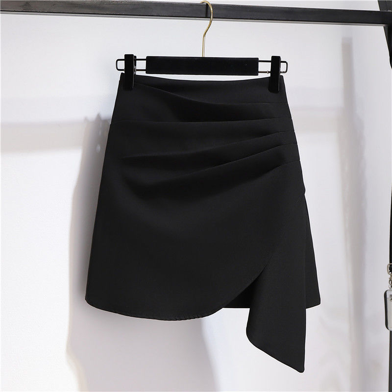 Irregular skirt women's spring and autumn short skirt design sense niche bag hip skirt drape thin section high waist a-line suit skirt