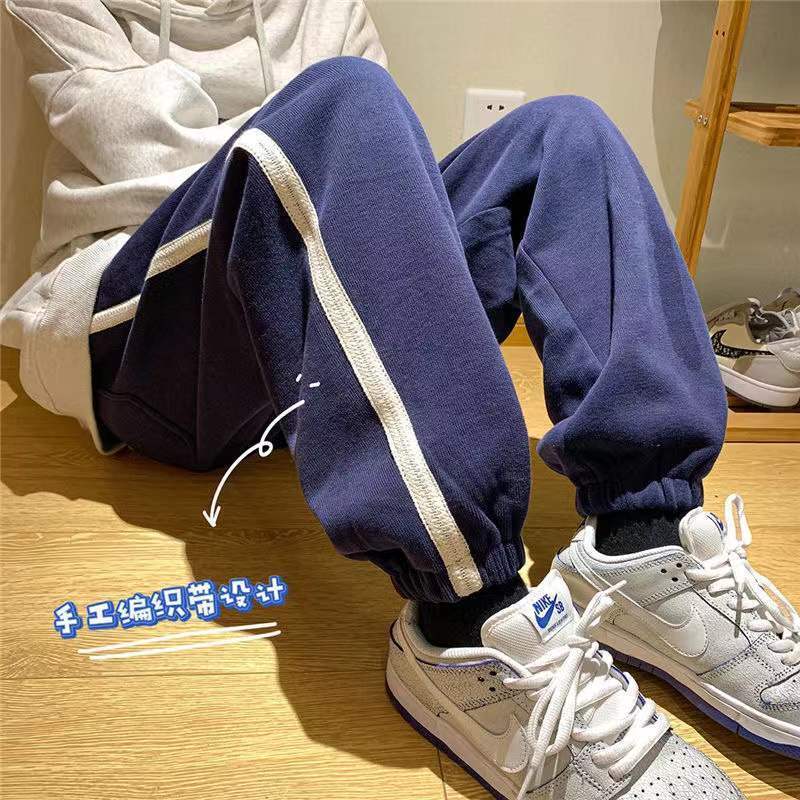  new men's trousers spring American style high street trousers design sense niche sports trousers loose feet trendy brand