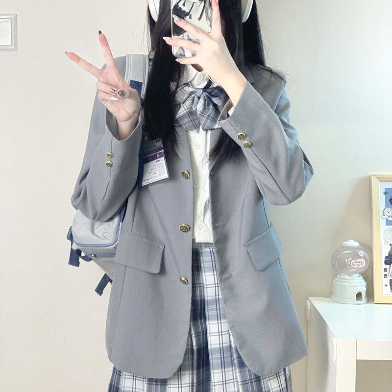 Benzuo Chinese and Japanese original gray jk uniform school supply suit jacket girl suit college style early spring jacket