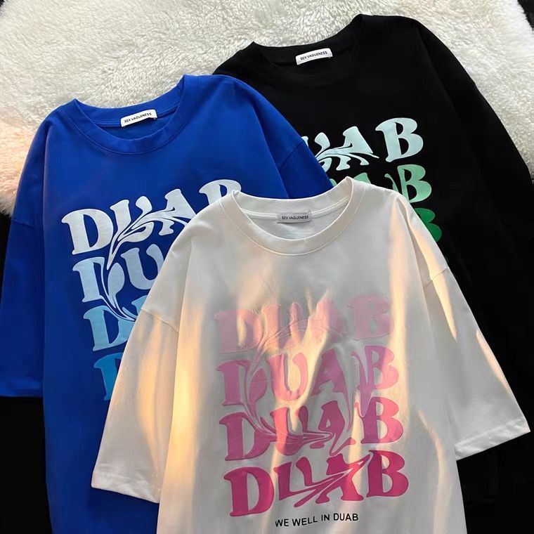 100%純棉港風美式oversize短袖t恤男女寬鬆潮ins慵懶風潮牌hiphop