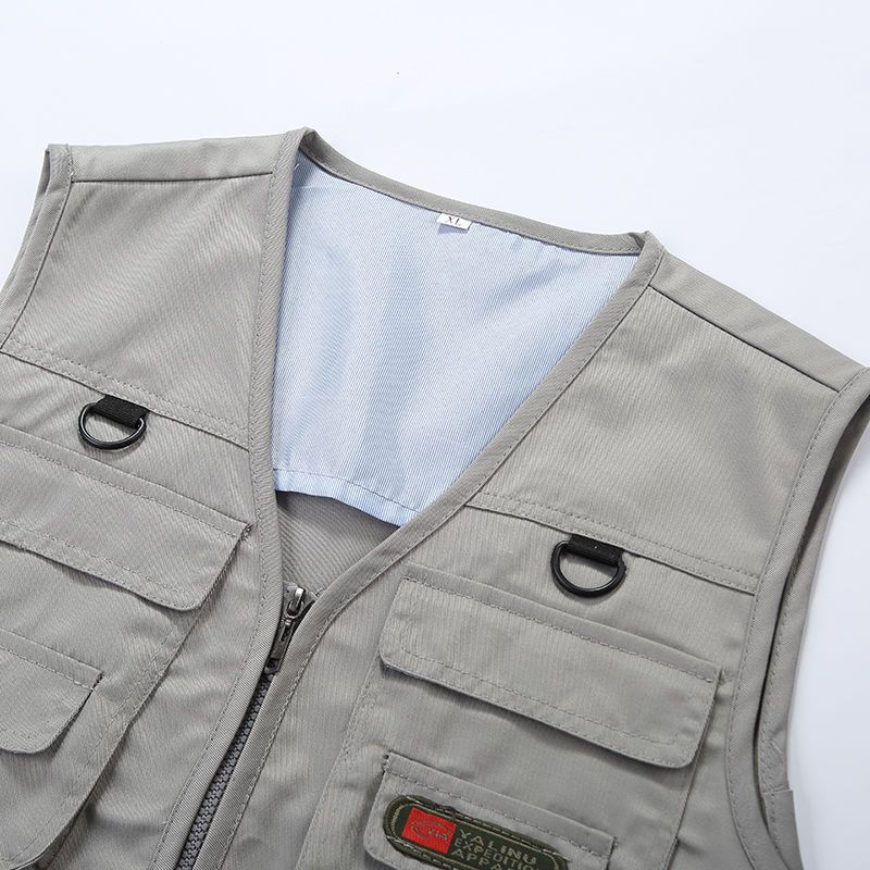 Middle-aged and elderly men's vest spring and autumn thick multi-pocket mesh vest casual photography fishing vest dad vest