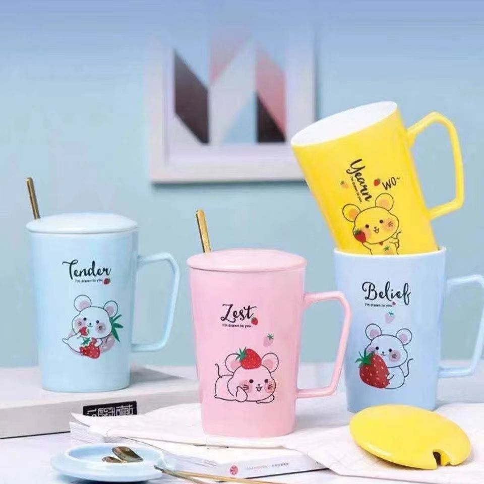 陶瓷杯马克杯可爱卡通陶瓷杯子牛奶杯女生杯子咖啡杯水杯高颜值
