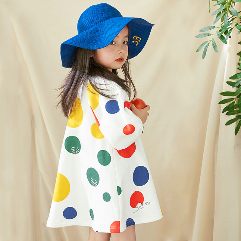 Boys' knitted sweatshirts  spring and autumn children's colorful dot tops girls' dresses sister and brother outfits princess skirts children's clothing