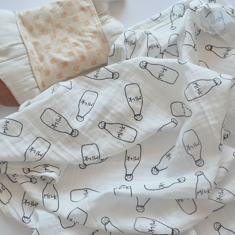Newborn baby cotton gauze wrapped cloth towel swaddling baby muslin organic cotton bath towel cover blanket summer thin style