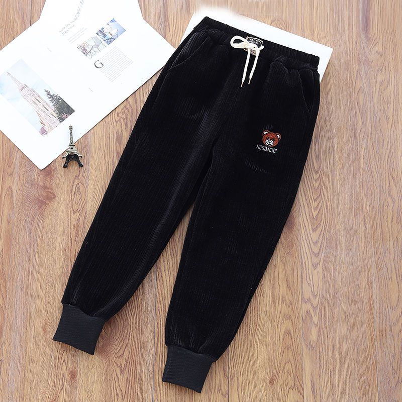 Boys' pants spring and autumn new style plus velvet children's sports pants girls autumn and winter middle and big children's casual pants