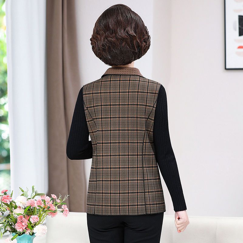 Middle-aged and elderly new mother spring and autumn vest middle-aged women autumn 40 years old 50 short coat vest shoulder women's top