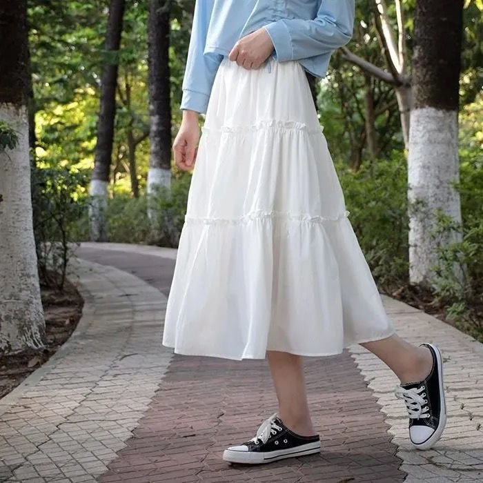 2022新款裙子ins个性女韩版学生百搭显瘦夏天款A字裙中长款半身裙