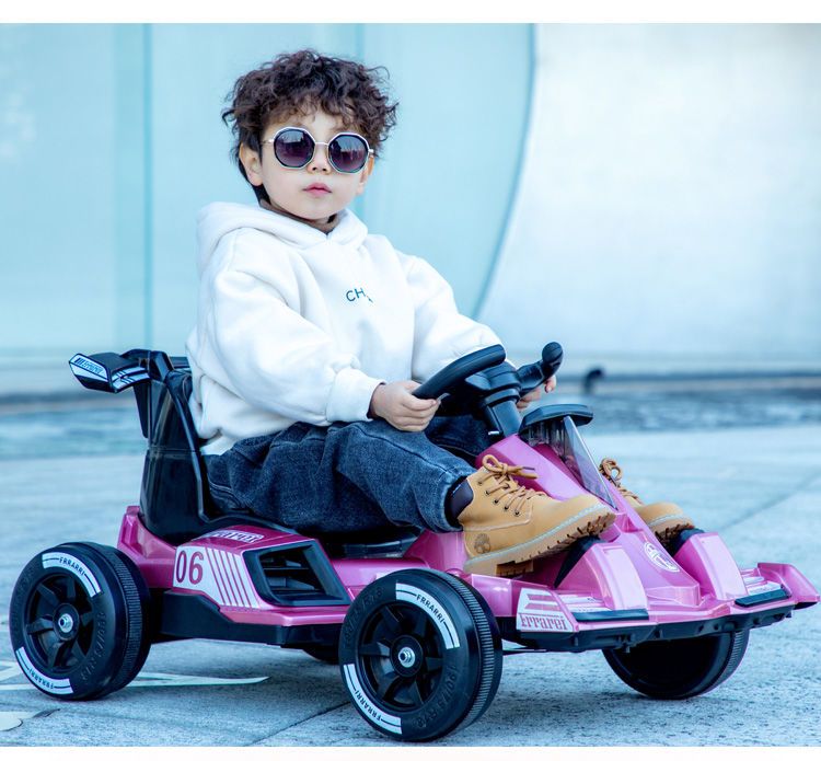 儿童卡丁车电动漂移四轮网红赛车男女小孩童车充电玩具汽车可坐人