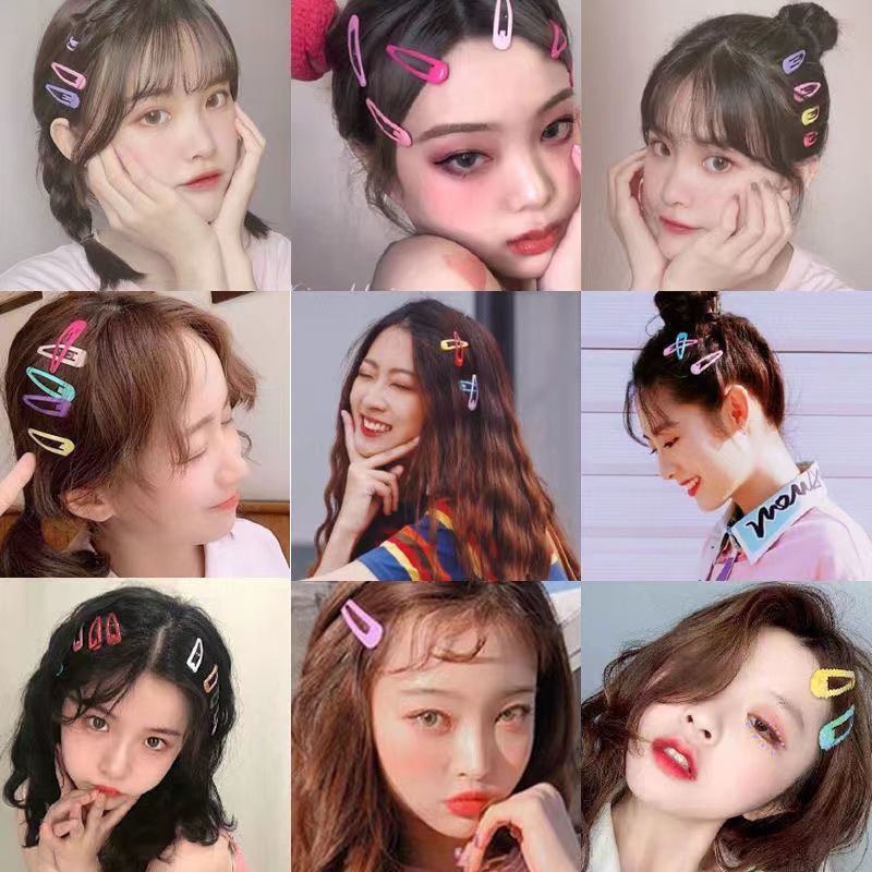 Korean version student candy color hair clip, elegant Feng Shui drop clip, adult BB clip, color hair clip, children's bangs clip