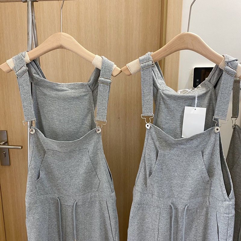 Gray fat MM large size women's hooded overalls 2023 summer new loose Korean version drawstring casual pants women