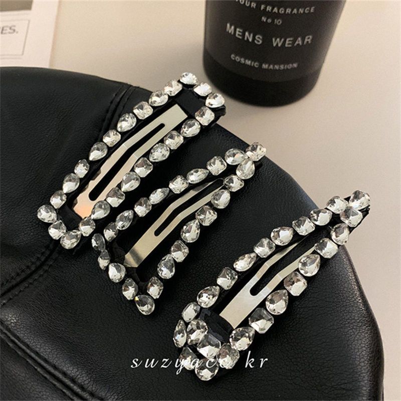 South Korea's light luxury white rhinestone hairpin  net red new style exquisite side clip back head clip headdress