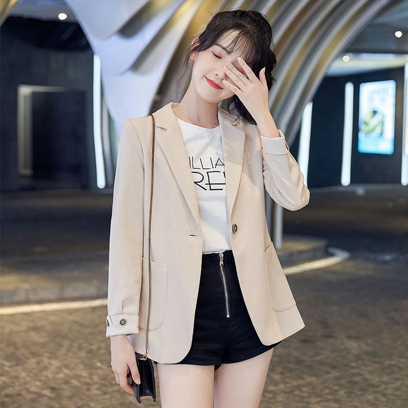 Green suit jacket women's short section spring and autumn  new net red small man casual suit jacket popular this year