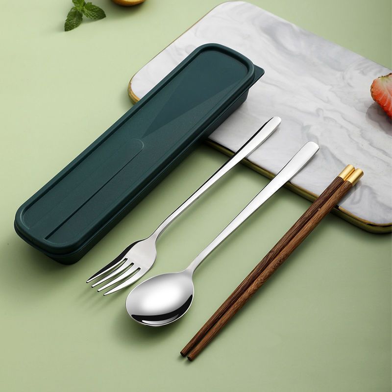 304不锈钢筷子勺子套装叉子便携餐具ins风一人用旅行三件套学生