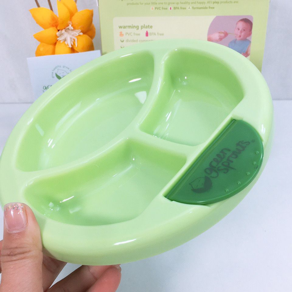 美国小绿芽注水保温碗婴儿辅食碗儿童餐具防滑吸盘碗宝宝分格餐盘