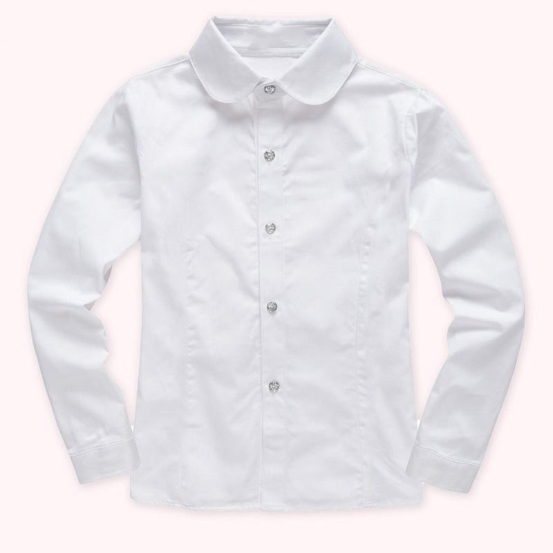Girls' white shirt long-sleeved white shirt short-sleeved white shirt middle-aged and elementary school students school uniform performance clothing performance clothing