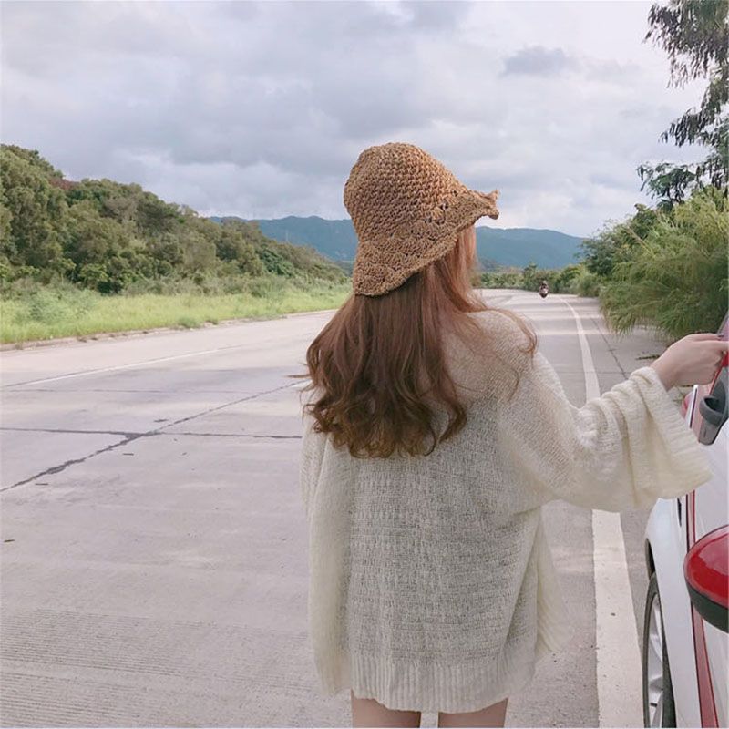 Lazy style knitted cardigan over cardigan sunscreen clothes super fairy summer ultra-thin air conditioning shawl over short coat