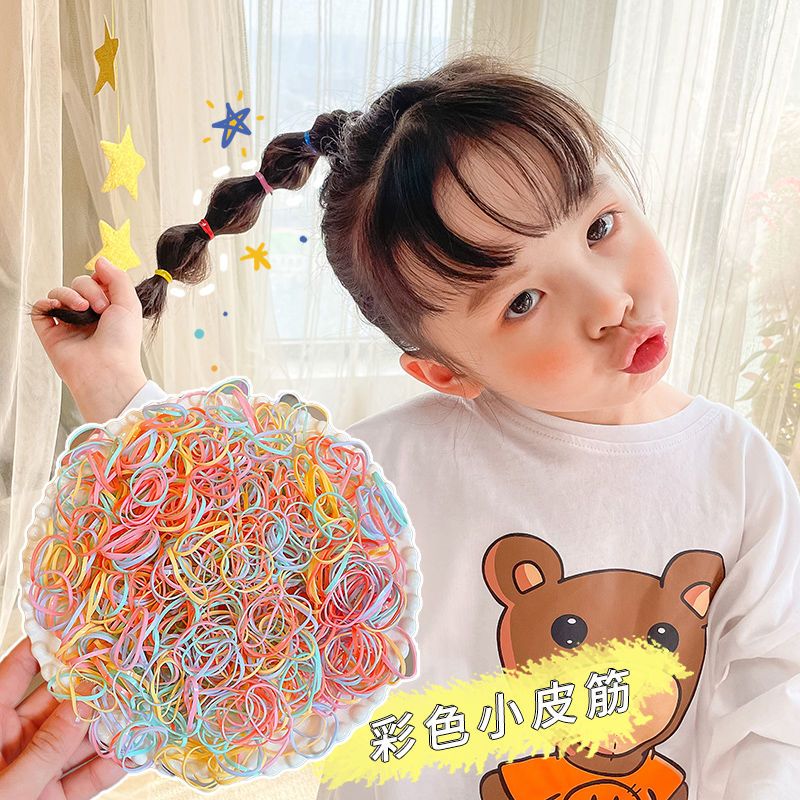 Disposable colored small rubber bands thickened and thickened without hurting the baby's hair, strong pull and continuous transparent rubber bands children's hair rope