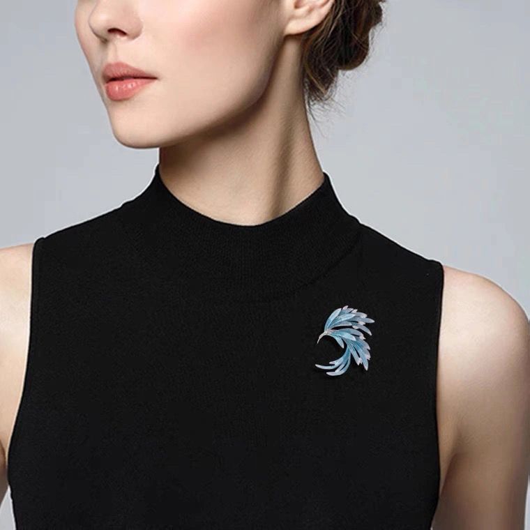 Elegant Vintage Phoenix Brooch With Gradient Enamel And Crystals_voghion.com