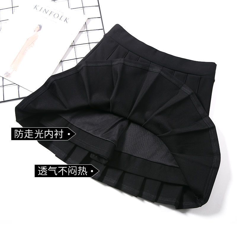  summer high waist pleated skirt new skirt spring and autumn women's black slim A-line skirt