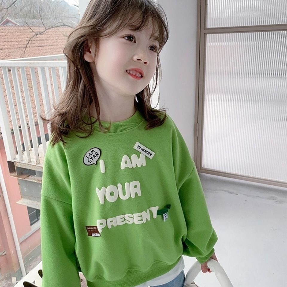 Girls' sweater  spring and autumn new net red Korean version loose baby girl coat foreign style long-sleeved pullover top trendy