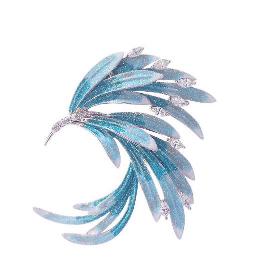 Elegant Vintage Phoenix Brooch With Gradient Enamel And Crystals_voghion.com