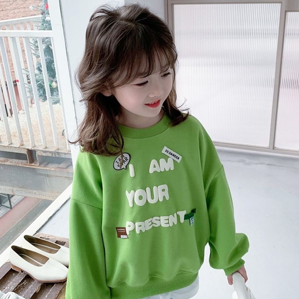 Girls' sweater 2022 spring and autumn new net red Korean version loose baby girl coat foreign style long-sleeved pullover top trendy