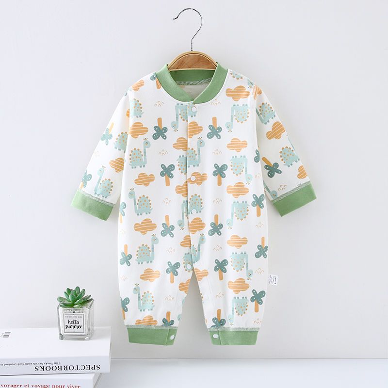 Baby jumpsuit spring and autumn male and female baby pure cotton newborn long-sleeved romper baby pajamas crawling clothes going out hugging clothes