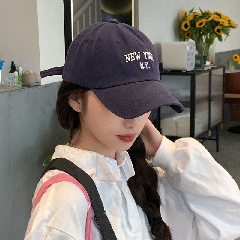 Letter embroidered baseball cap female spring and summer Korean version of peaked cap male tide brand couple hip-hop sun visor shows small face