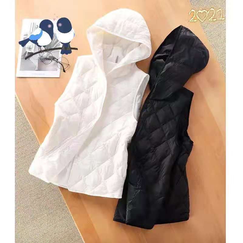 2022 Spring and Autumn Down Cotton Vest for Women 2022 New Lightweight Hooded Down Cotton Jacket for Women