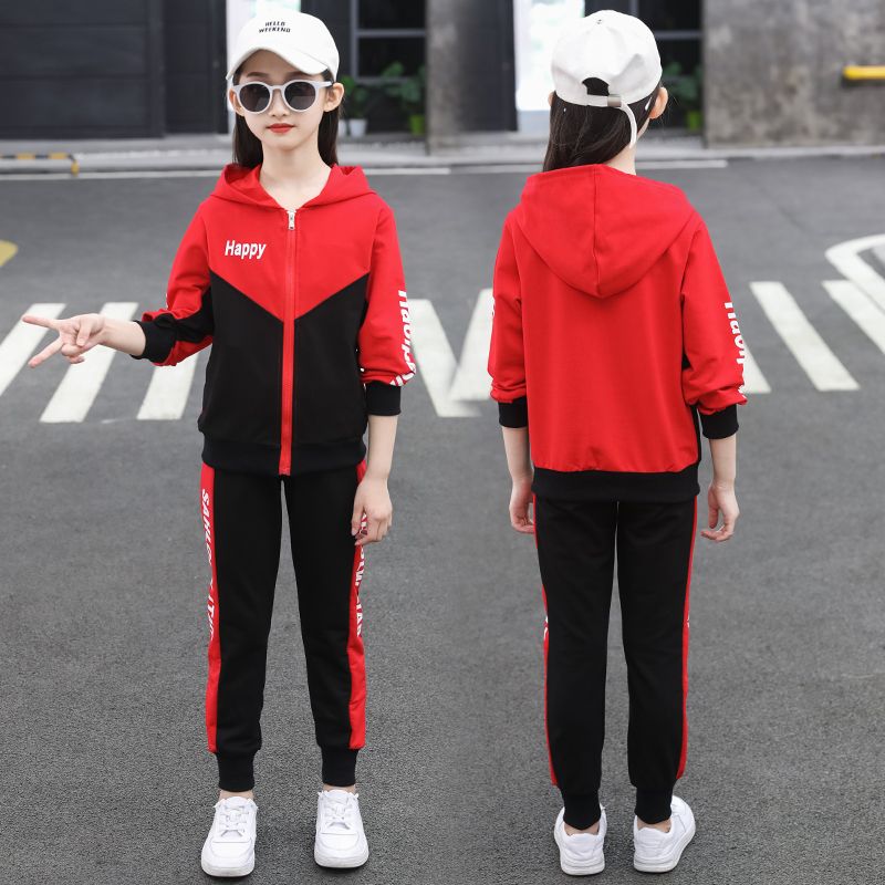 女童秋装套装洋气新款时髦网红儿童中大童春秋女孩运动两件套