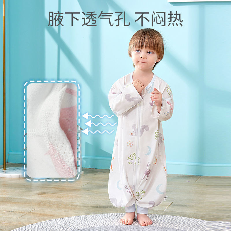 欧孕婴儿睡袋防踢被夏季春秋款新生儿0到3到6岁纯棉宝宝连体睡衣