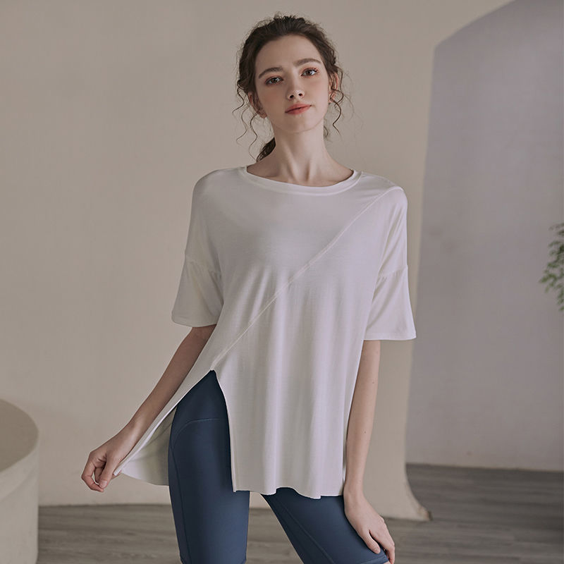 范斯蒂克瑜伽服女上衣寬鬆顯瘦短袖運動T恤夏薄款跑步衣服健身衣