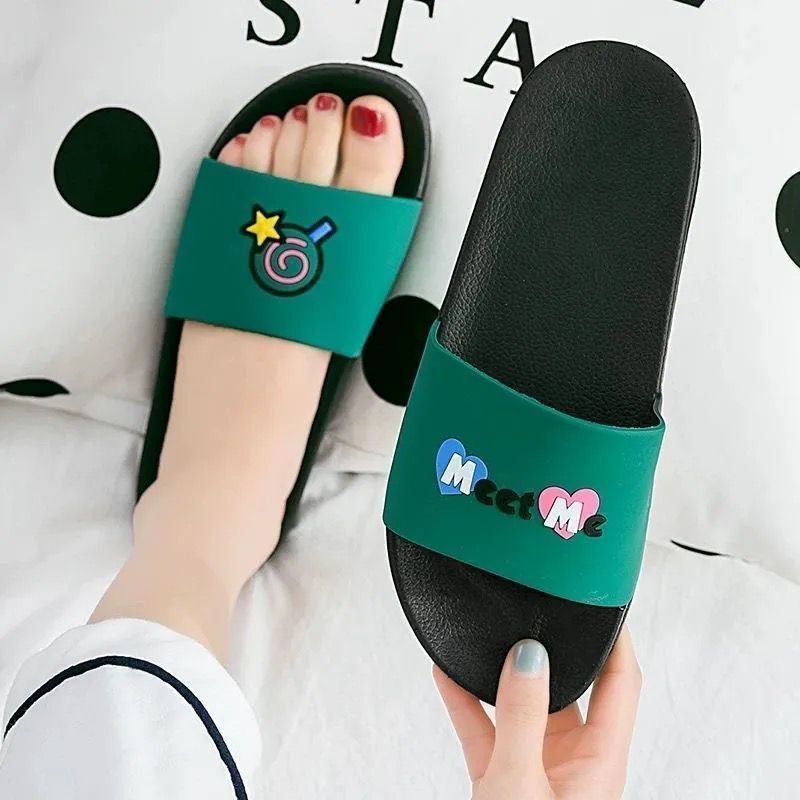Slippers female summer Korean version cute cartoon student dormitory indoor and outdoor non-slip bathroom bath non-slip thick bottom sandals and slippers
