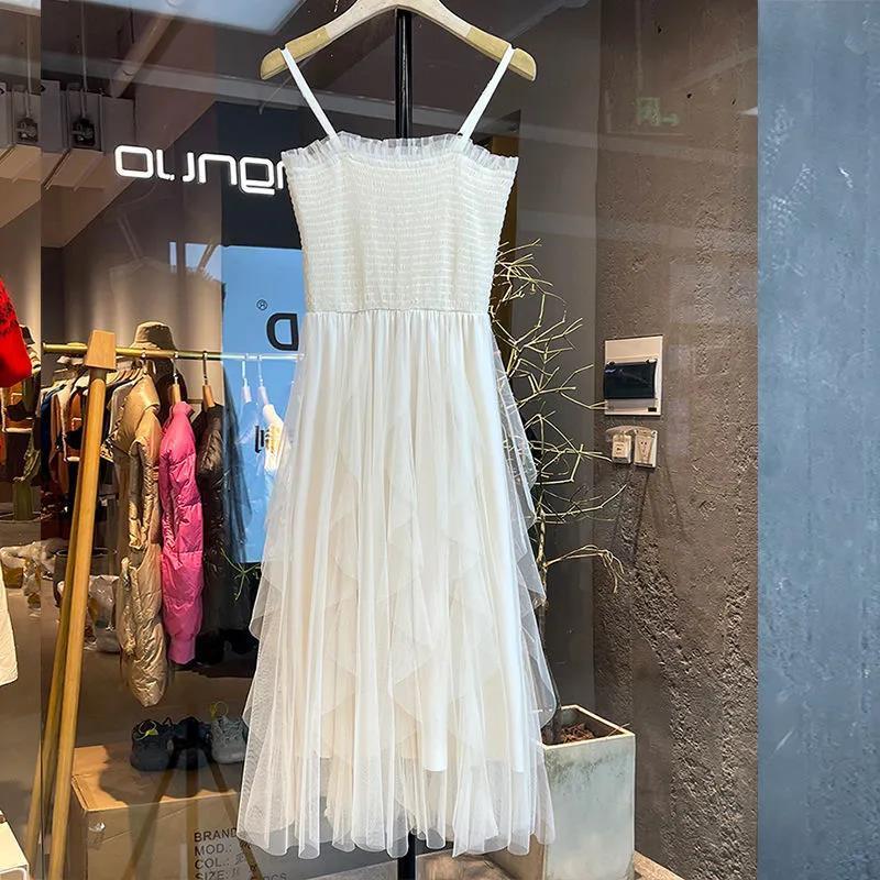 Diamond studded Blazer suit skirt women's two-piece dress 2022 spring temperament thin suspender mesh dress dress dress