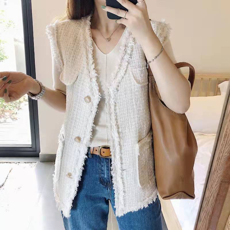 French style small fragrance vest coat women's autumn and winter  new western style wild tweed sleeveless vest vest tide