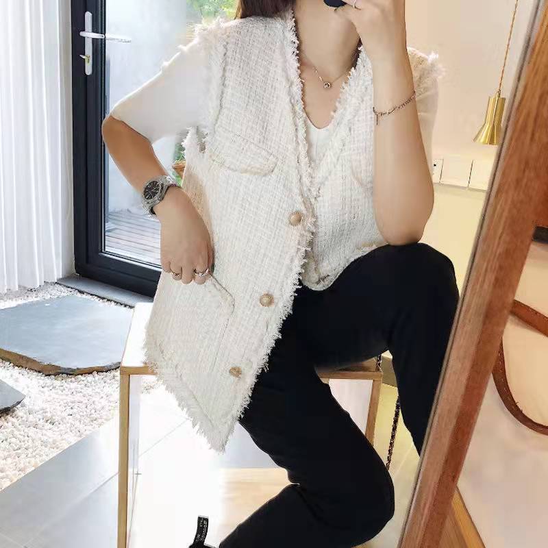 French style small fragrance vest coat women's autumn and winter  new western style wild tweed sleeveless vest vest tide
