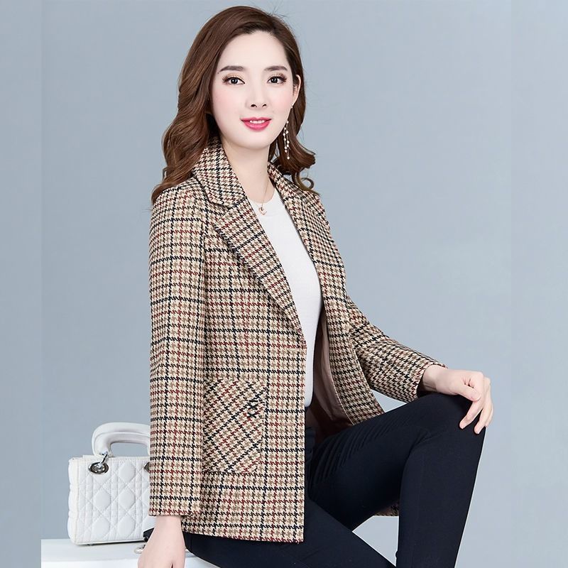 2022 autumn and winter new noble suit female slim Gary small suit jacket coat houndstooth coat workplace wear
