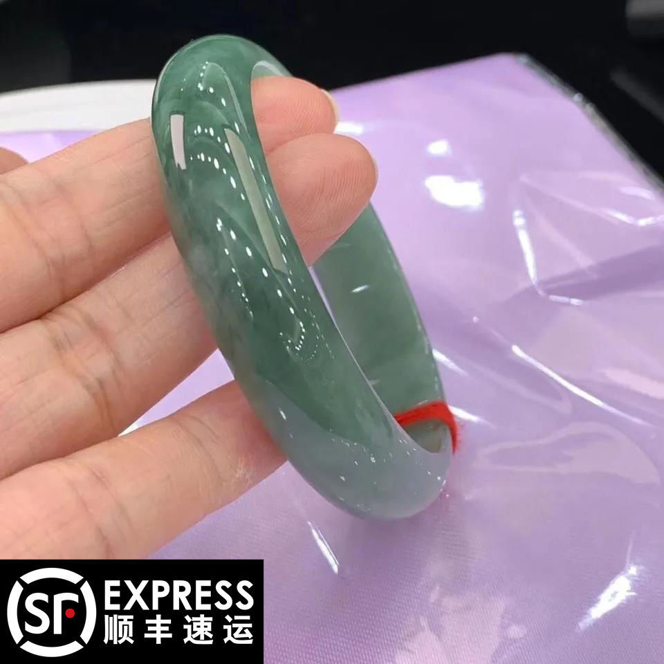 【顺丰空运】正品天然翡翠冰糯种翡翠手镯油青色玉手镯女送礼
