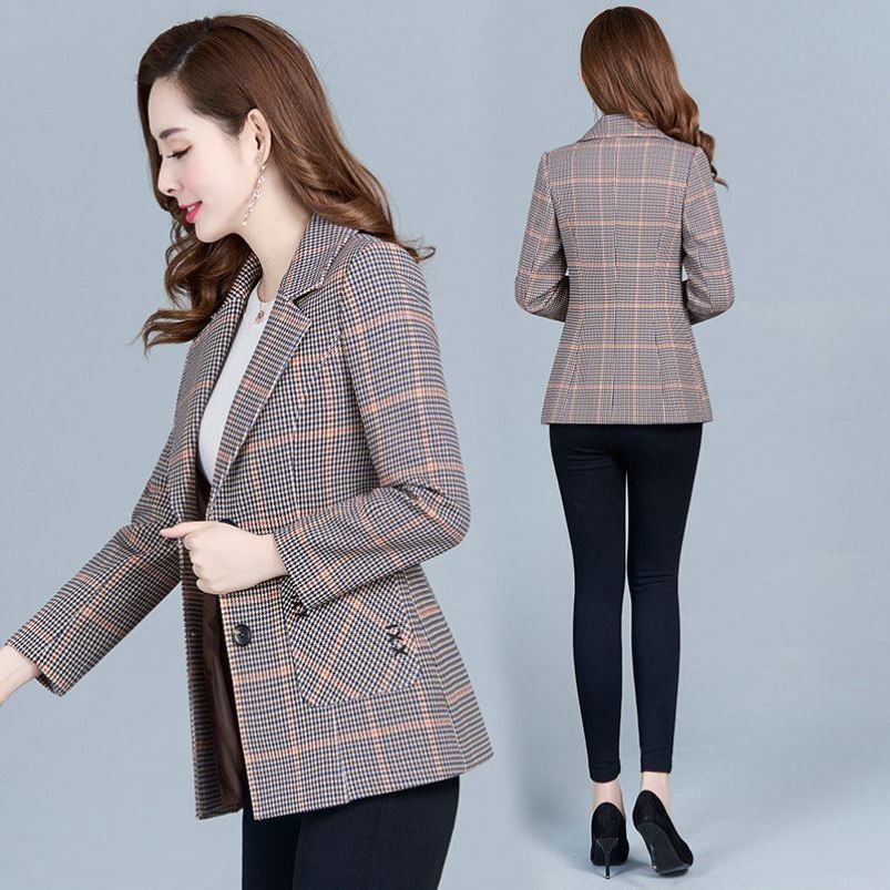 2022 autumn and winter new noble suit female slim Gary small suit jacket coat houndstooth coat workplace wear