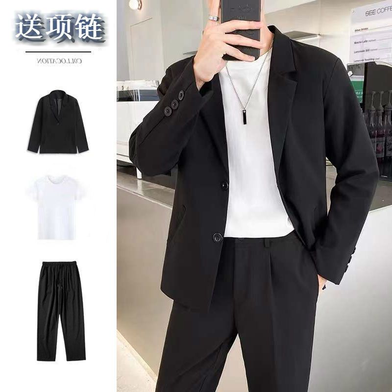 Spring and summer thin suits loose suit suits men's casual light familiar wind men's small suits ruffian handsome trendy suits